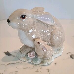 VINTAGE 1986 ENESCO MOTHER AND BABY‎ BUNNIES CERAMIC EASTER GIFT